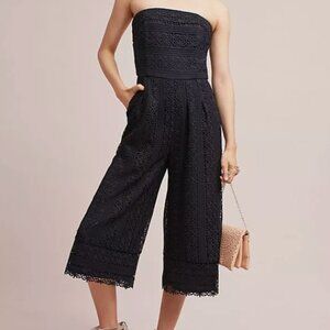 Greylin Black Strapless Off the Shoulder Lace Jumpsuit Women's Size Medium